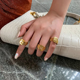 Wide Hollow A-Z Letter Rings CZ Initials Name Alphabet Party Jewelry