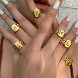 Wide Hollow A-Z Letter Rings CZ Initials Name Alphabet Party Jewelry