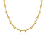 Chunky X Cross Choker Necklace Crystal Chain Statement Jewelry