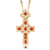 Orthodox Jewelry Cross Necklace Religious Alloy Crafts Cross with Crystal