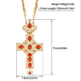 Orthodox Jewelry Cross Necklace Religious Alloy Crafts Cross with Crystal