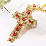Orthodox Jewelry Cross Necklace Religious Alloy Crafts Cross with Crystal