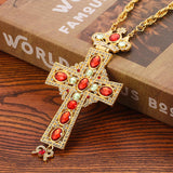 Orthodox Jewelry Cross Necklace Religious Alloy Crafts Cross with Crystal