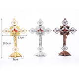 Antique Church Relics Figurines Crucifix Jesus Christ On Stand Cross