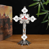 Antique Church Relics Figurines Crucifix Jesus Christ On Stand Cross