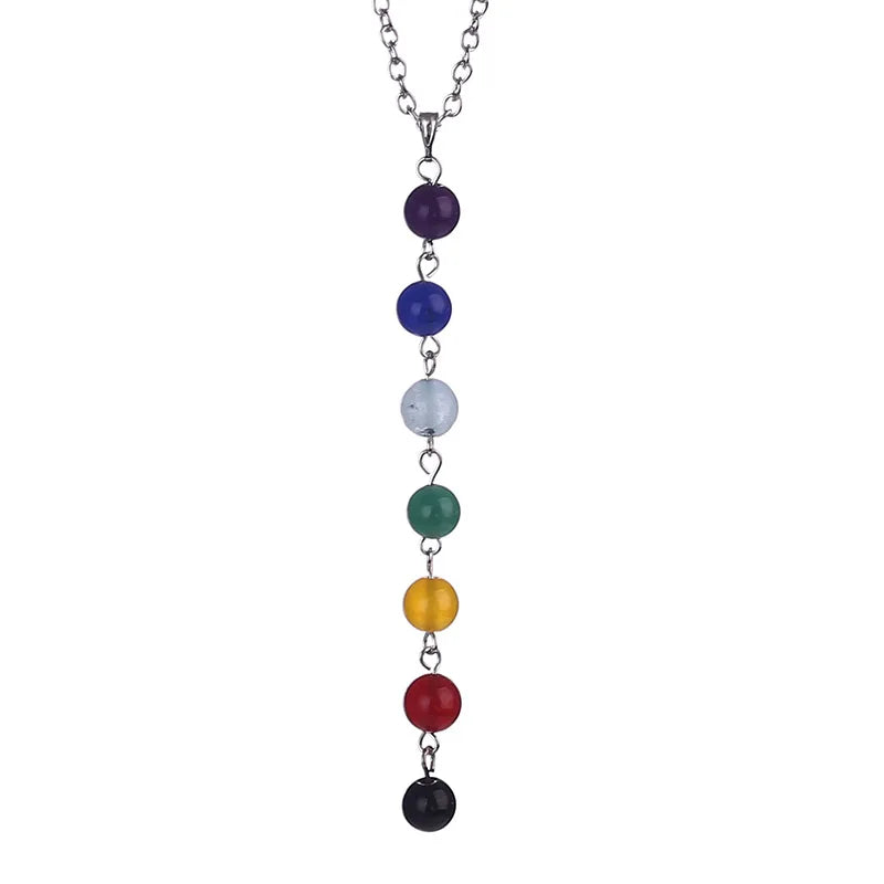 7 Chakra Necklace Healing Balancing Reiki Stone Beads YOGA Chain Power Jewelry