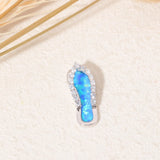 925 Silver Created Fire Opal CZ Flip-Flops Pendant