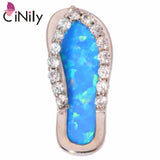 925 Silver Created Fire Opal CZ Flip-Flops Pendant