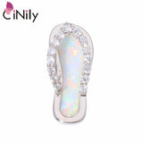 925 Silver Created Fire Opal CZ Flip-Flops Pendant