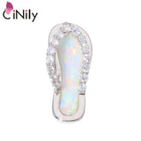 925 Silver Created Fire Opal CZ Flip-Flops Pendant