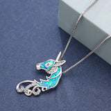 Horse Shape Fire Opal 925 Silver Pendant for Women
