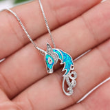 Horse Shape Fire Opal 925 Silver Pendant for Women