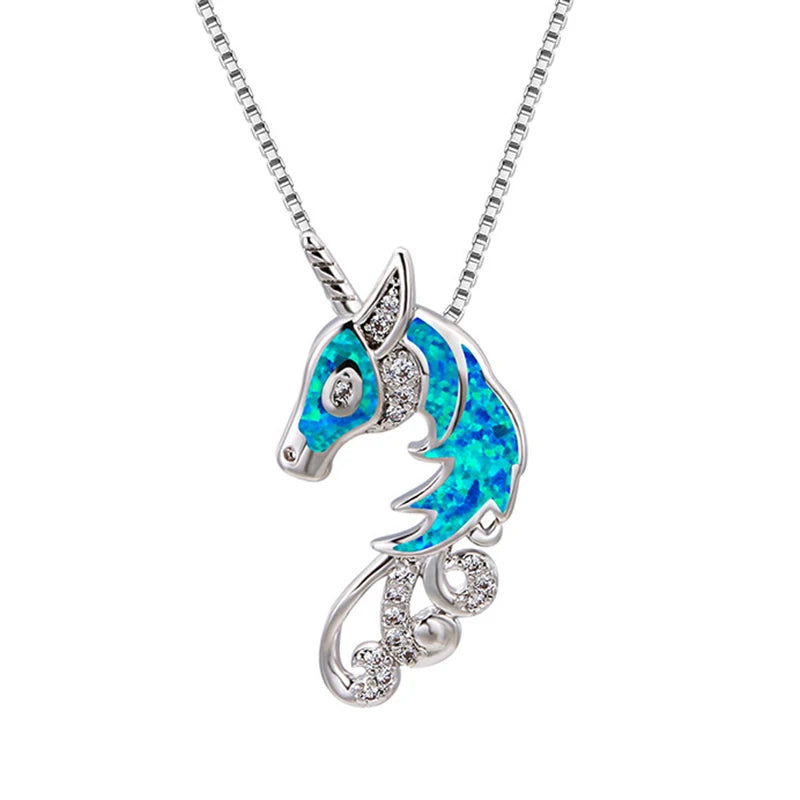 Horse Shape Fire Opal 925 Silver Pendant for Women