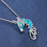 Horse Shape Fire Opal 925 Silver Pendant for Women