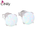 Solid 925 Silver Multi-colors Fire Opal Stud Earrings