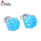 Solid 925 Silver Multi-colors Fire Opal Stud Earrings