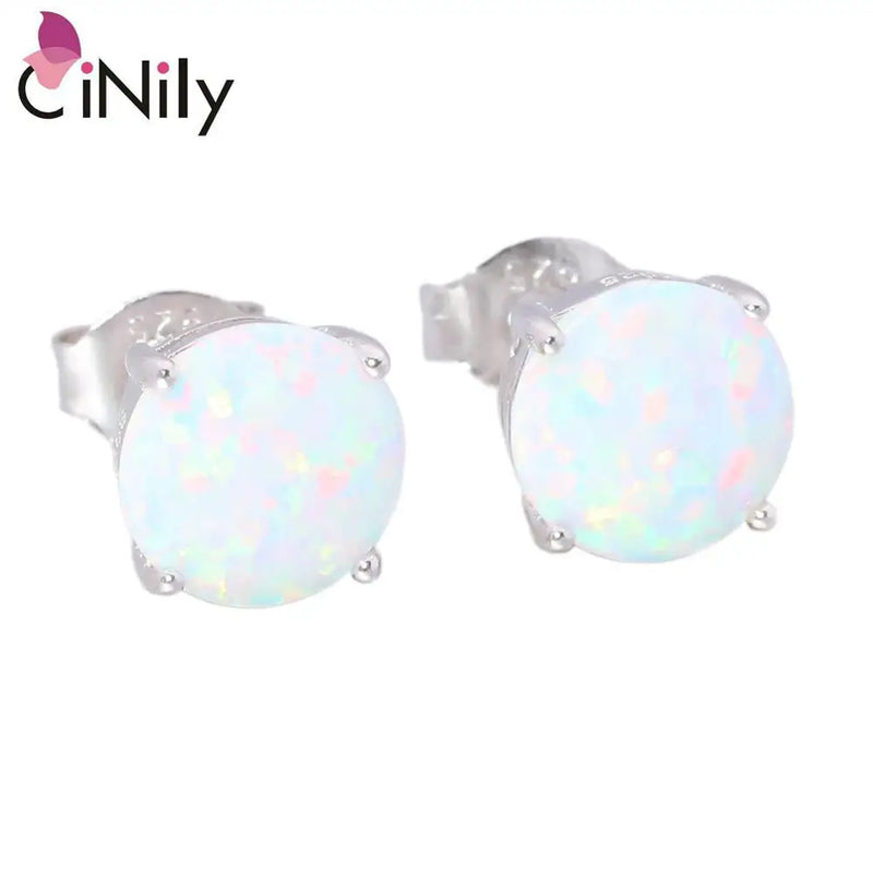Solid 925 Silver Multi-colors Fire Opal Stud Earrings