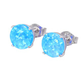 Solid 925 Silver Multi-colors Fire Opal Stud Earrings