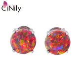 Solid 925 Silver Multi-colors Fire Opal Stud Earrings