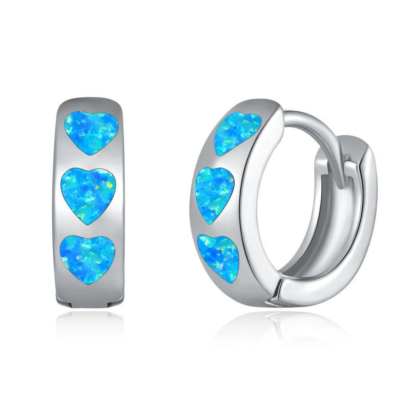 Heart Earrings Fire Opal Hoop Plated For Women Jewelry