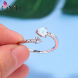 Fire Opal Women's Rings Cubic Zirconia Adjustable Wrap Ring