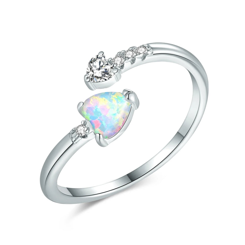 Fire Opal Women's Rings Cubic Zirconia Adjustable Wrap Ring