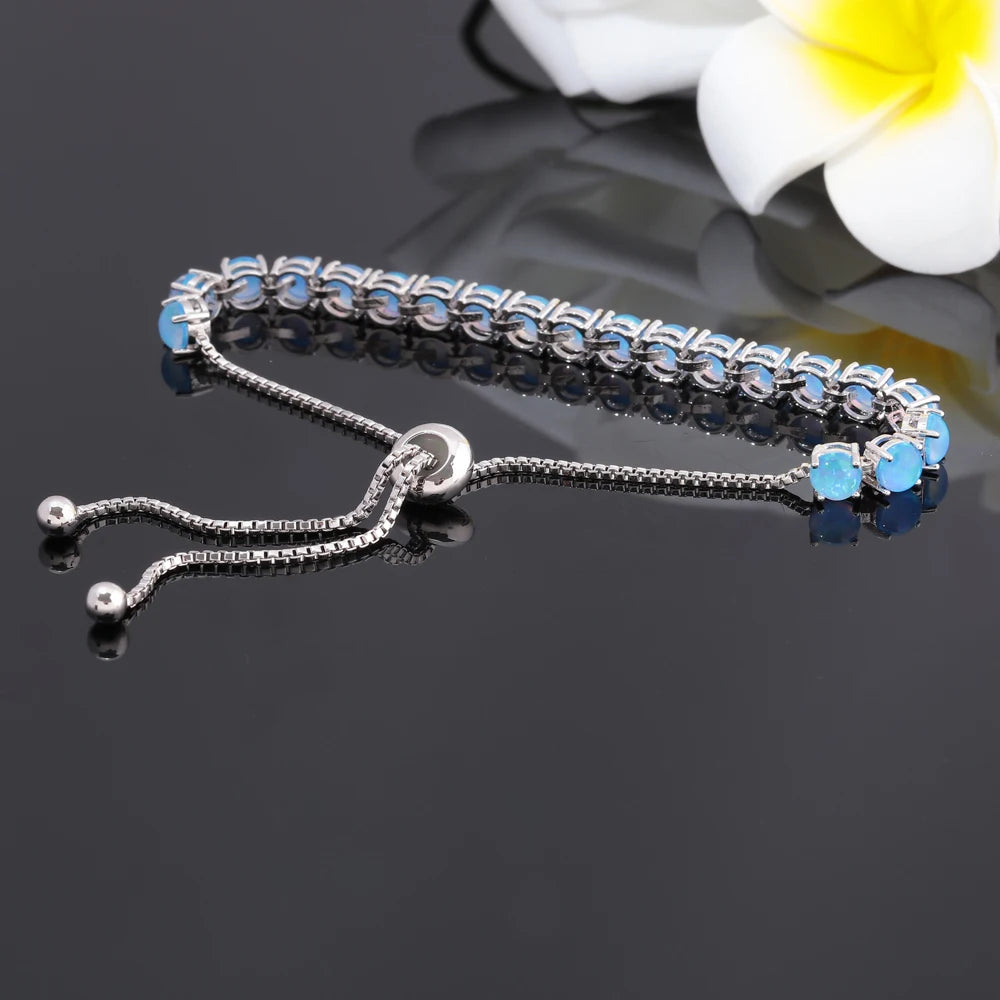 Opal Stone 925 Sterling Silver Bracelet for Boho Women Girls