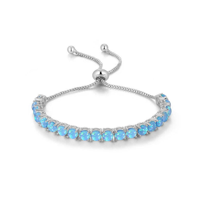 Opal Stone 925 Sterling Silver Bracelet for Boho Women Girls