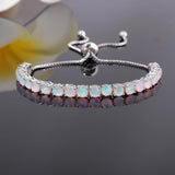 Opal Stone 925 Sterling Silver Bracelet for Boho Women Girls