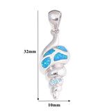 Fire Opal Zircon Conch Pendant 32mm OD7051