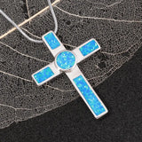 Fire Opal Cross Pendant & Necklace