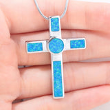 Fire Opal Cross Pendant & Necklace
