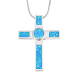 Fire Opal Cross Pendant & Necklace