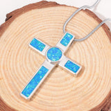 Fire Opal Cross Pendant & Necklace