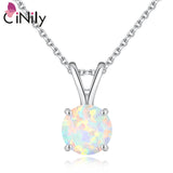 Blue/White Fire Opal Pendant 925 Sterling Silver Round Shape Necklace