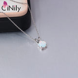 Blue/White Fire Opal Pendant 925 Sterling Silver Round Shape Necklace