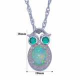 Green Fire Opal CZ Silver Plated Pendant Necklace for Women