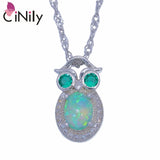 Green Fire Opal CZ Silver Plated Pendant Necklace for Women