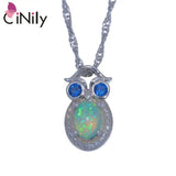 Green Fire Opal CZ Silver Plated Pendant Necklace for Women