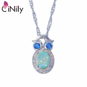 Green Fire Opal CZ Silver Plated Pendant Necklace for Women