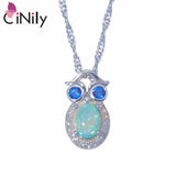 Green Fire Opal CZ Silver Plated Pendant Necklace for Women