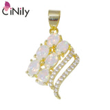 Pink Fire Opal CZ Yellow Pendant - OD6927-28