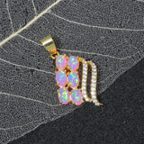 Pink Fire Opal CZ Yellow Pendant - OD6927-28