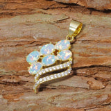 Pink Fire Opal CZ Yellow Pendant - OD6927-28
