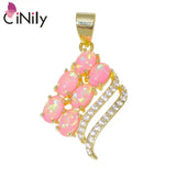 Pink Fire Opal CZ Yellow Pendant - OD6927-28