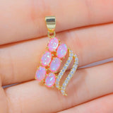 Pink Fire Opal CZ Yellow Pendant - OD6927-28