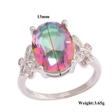 Rainbow Stone Zircon Silver Plated Ring Size 6-10 NJ100