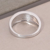 Fire Opal Ring with Cubic Zirconia Silver Plating Size 6-11