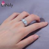 Fire Opal Ring with Cubic Zirconia Silver Plating Size 6-11