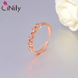 CZ Flower Rings Yellow Plated Adjustable Opening Rings